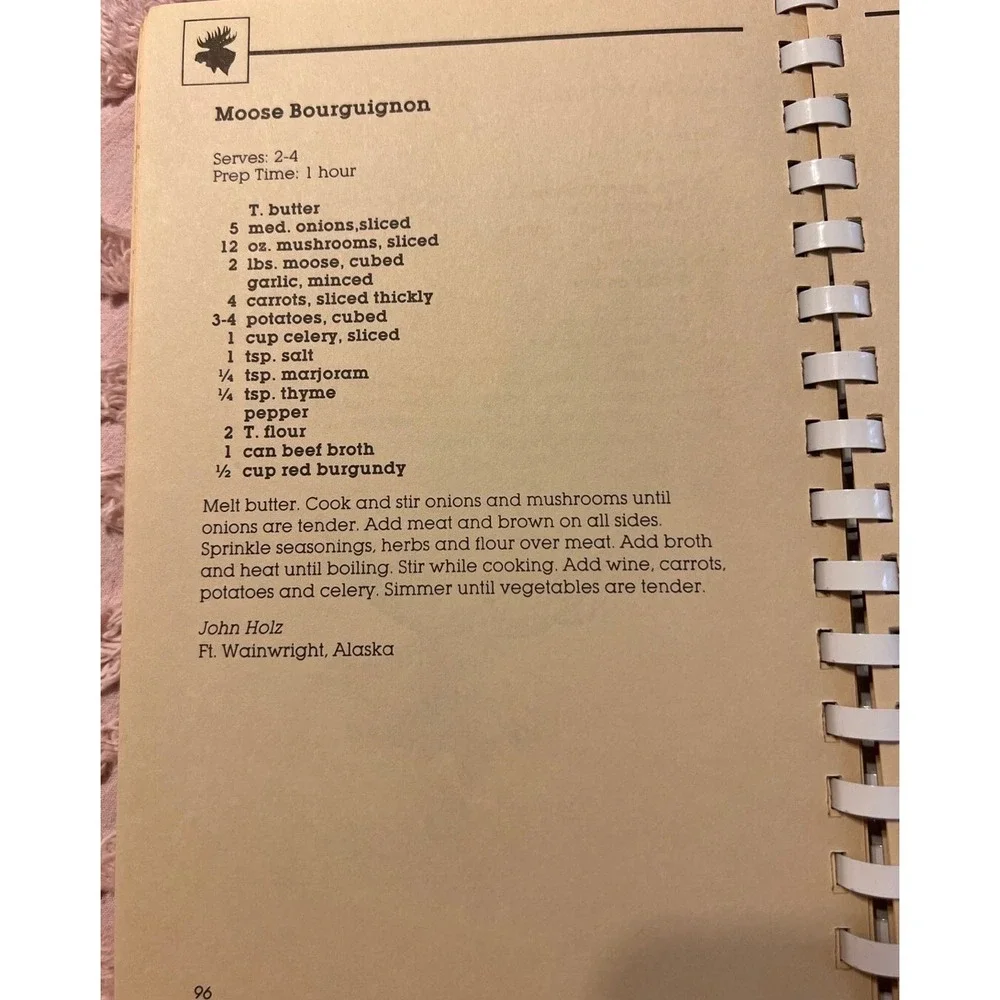 1978-88‎ Wild Game North American Cookbook Hunting Club's Plastic Comb Binding